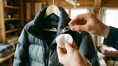 Zwei Tropfen auf ein Wattepad reichen aus, damit Ihre Daunenjacke wieder wie neu aussieht: Sie müssen sie nicht mehr in der Maschine waschen.